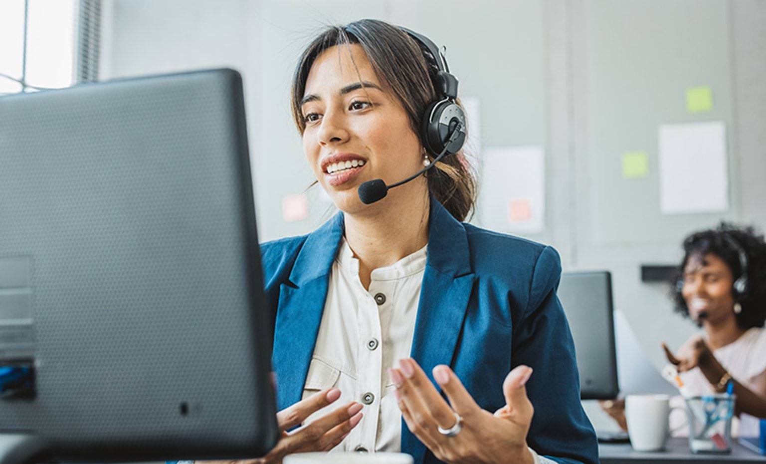 a woman on a phone call