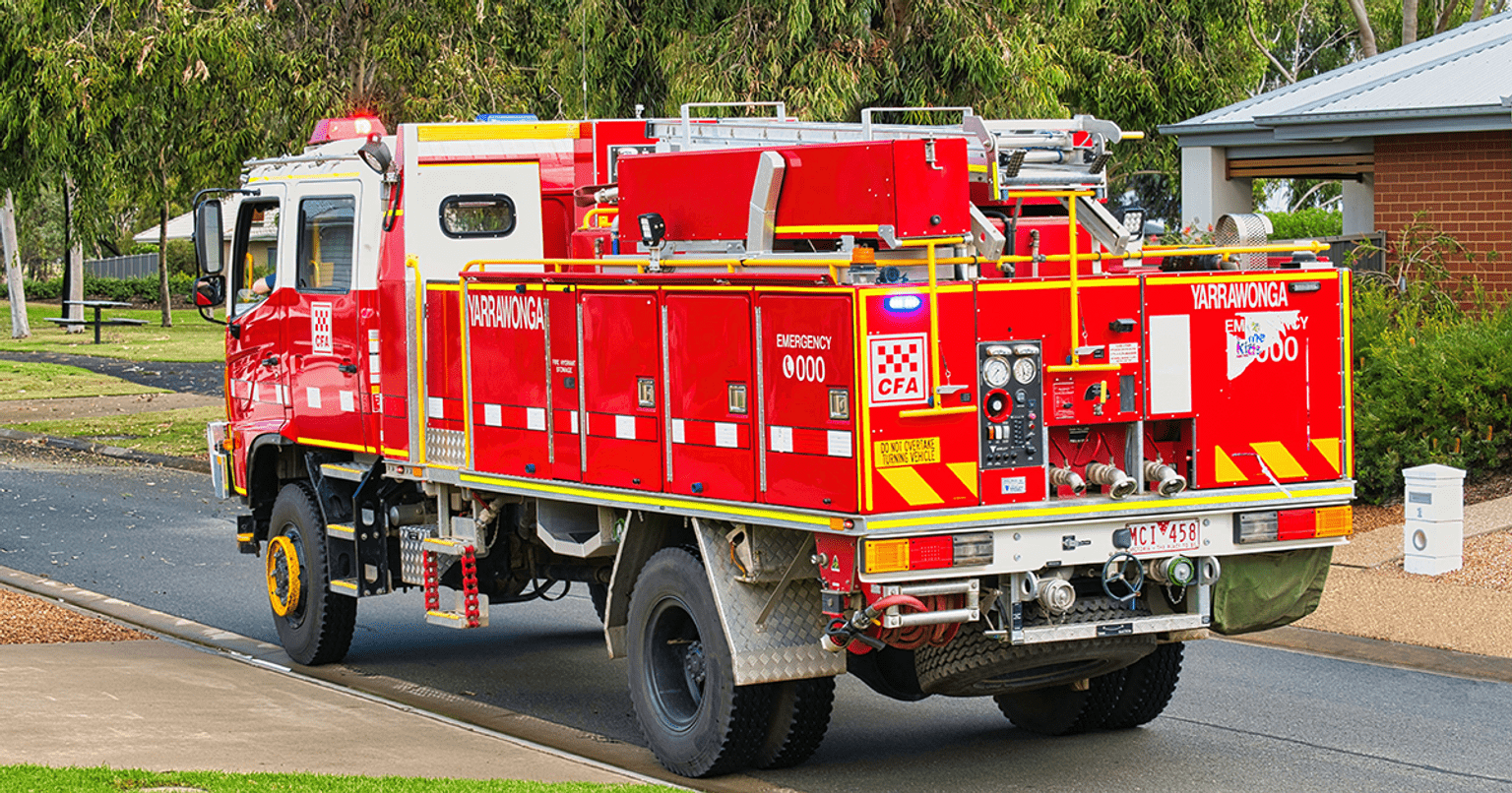 Yarrawonga CFA red fire truck ready for emergency response